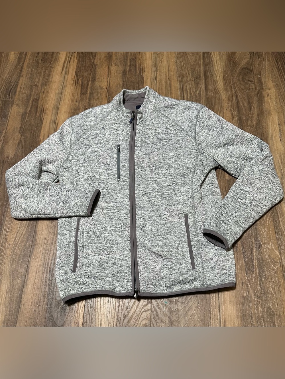 Johnnie-O Bates Sweater Jacket Men’s M Medium Gray Fleece Lined Full Zip Pockets